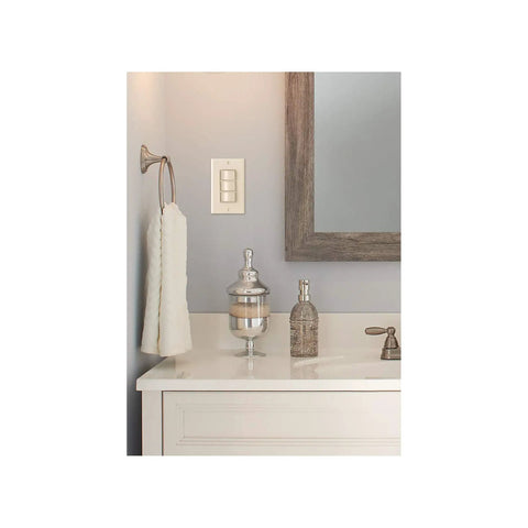 Three-Rocker Bathroom Wall Switch For Exhaust Fan, Light, And Heater Control, White Knob, Fits Single-Gang Box, 120V 60Hz