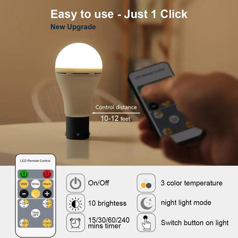 USB Rechargeable Hanging Light Bulb With Three Color Temperature 3000K To 6000K, Portable Emergency Lantern For Home Camping And Hiking, Lightweight With Easy Hanging Hook