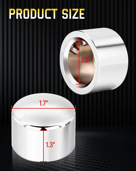 Chrome Front Axle Nut Covers For Harley Davidson Touring Softail Dyna VRSC Sportster And XL Models 2002 2024 size diagram