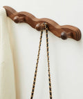 Walnut Wood Coat Rack Wall Mount Set Of 4 Heavy Duty Hooks For Coats Keys Robes Bags And Towels Modern Rustic Wall Hanger