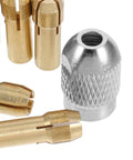 Pro Grade Quick Change Drill Chuck Reducer Adapter with copper and stainless steel collet for cordless rotary tools.