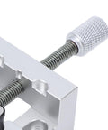 Mini Vise For Jewelry And Model Making, CNC Aluminum Alloy Bench Clamp, Precision Small Part Holder With 0 To 47 Mm Range, Flat Base Mounting, Pro Grade Crafting Tool For Enthusiasts And Professionals close-up of knurled screw and clamp body
