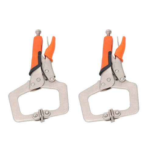 Heavy Duty 9 Inch Locking C Clamp Pliers With Rotating Pads For Welding And Woodworking, showing durable design and non-slip grips.