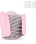 Game Changing Shower Wall Hair Catcher With Reusable Silicone Bristles for no sweat drain protection, pink silicone with bristles.