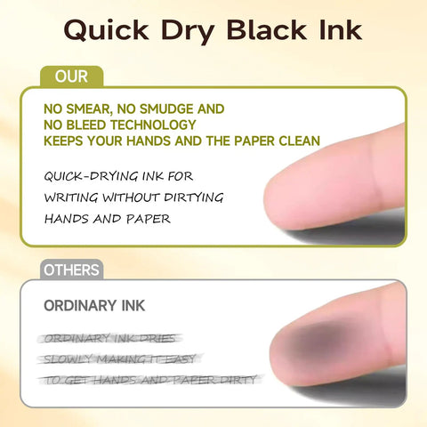 Comparison of quick dry black ink vs ordinary ink for Beige Cream Gel Pens 12 Pack Set With Neutral Aesthetic Retractable Black Ink