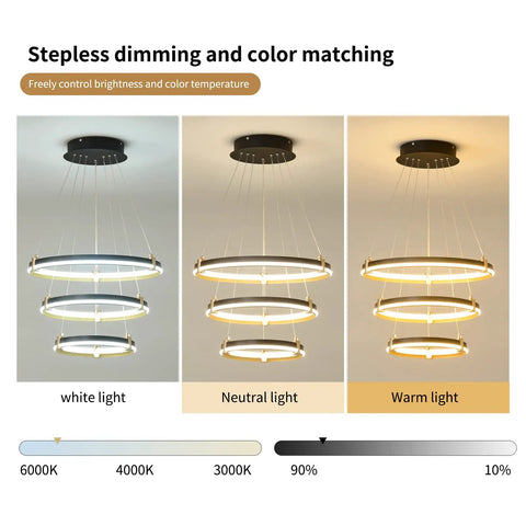Dope Modern LED Chandelier Pendant Light For Kitchen Island Dining Living Room Bedroom Foyer, showing color temperature settings
