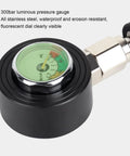 300bar luminous pressure gauge with fluorescent dial, part of Night Glow Submersible Diving Pressure Gauge With 360 Degree Rotatable Readout.