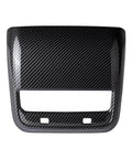 Sharp Matte Carbon Fiber Rear Air Vent Shields Plus Center Console Armrest Pads For Tesla Model Y And Model 3 No Sweat Snap On Abs Upgrade That Brings Clean Vibes Daily close-up view of armrest pad showcasing glossy carbon fiber finish.