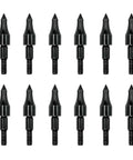 Pack of 12 black steel 100 Grain Archery Field Points Screw In For Five Sixteenth Inch Arrows Fit Recurve Bow Compound Bow And Crossbow
