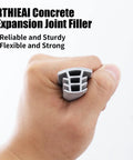 Built Tough Flexible Epdm Rubber Strip Trial Pack half inch in hand, showing flexible gray rubber for driveway cracks.
