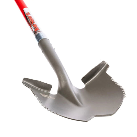 XL Round Point Digging Shovel For Heavy Duty Gardening And Yard Work With Fiberglass Handle Steel Spade Serrated Edge