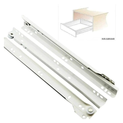 Heavy Duty Rock Solid Cold Rolled Steel Drawer Slides Two Section Soft Close Cabinet Hardware For Kitchen Furniture Super Smooth Glide No Fuss Install 35 Cm, showing parts layout.