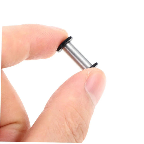 Badass Flat Head Knife Handle Screws And Brass Snap Rivets For Wood And Metal Crafts Tight Fit 2 Piece Kit Dope Hardware for small stainless steel rivet in hand.
