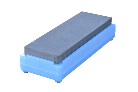 320 Grit Rough Blue Black Whetstone Blade For Sharp Knife Edges Durable Solid Stone With Plastic Case That Doubles As A Sharpening Base