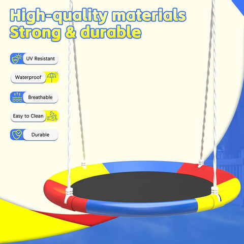 High-quality saucer swing from Backyard Swing Set With Built Tough Heavy Duty Metal Stand 440 Lb Capacity, UV resistant and waterproof.