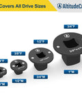 Low Profile Impact Socket Adapter Set For Tight Spaces Lets You Convert Drive Sizes From Three Eighths To Half Inch And From One Quarter To Three Eighths And From Three Quarters To One Inch And From One Half To Three Quarters Four Pack For Pros side view showing adapter sizes
