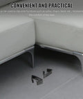 Patio Sofa Clips 4 Pack Outdoor Furniture Clamps shown next to a sectional sofa indicating secure connection use on rattan and wicker.