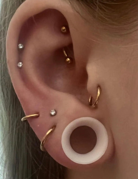 25mm White Silicone Ear Gauges Tunnels Plugs Set For Unisex Piercing With Double Flare Hollow Design Soft Extra Thin 1 Inch Size
