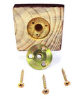 Genuine Hardwood Sofa Legs 4 Inch Tall Built Tough With Strong M8 Hanger Bolts And Rock Solid T Iron Nuts parts including square base and screws.