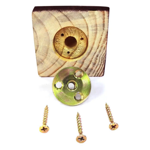Genuine Hardwood Sofa Legs 4 Inch Tall Built Tough With Strong M8 Hanger Bolts And Rock Solid T Iron Nuts parts including square base and screws.