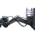Beefy Skid Steer Tree Pruner Attachment With 42 Inch Brush Cutter for Lawn Mower, heavy duty design, featuring hoses and AR400 blades.