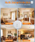 Smoke And Carbon Monoxide Detector Combo With 10 Year Sealed Battery End Of Life Alert No Battery Changes Ever Keeps Your Home Safe And Sound With Easy Install No Battery Replacements Required ceiling mount shown in bedroom hallway living room basement