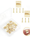 24 Pack Mini Brass Hinges 180 Degree Rotation For Jewelry Box Cabinet DIY Projects With Mounting Nails Golden Durable 10x8mm Hardware