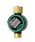 360 Degree Rotatable Water Flow Meter With Brass Inlet And Outlet, displaying real-time flow rate, suitable for hoses and irrigation.