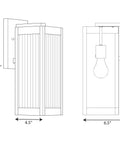 Felton Collection 1 Light Clear Ribbed Glass Craftsman Outdoor Small Wall Lantern Matte Black Finish dimensions illustration