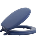 Soft Navy 17 Inch Vinyl Toilet Seat With Foam Cushioning, Standard Size Fits All Regular Fixtures, Easy Install