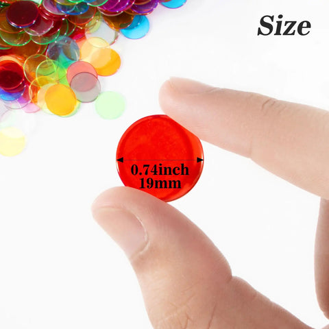 500 Pack Bingo Chips Set For Bingo Night And Classroom Games Colorful Plastic Poker Chips size comparison with fingers