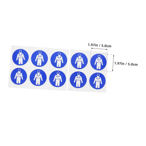 Ten Pack Protection Suit Warning Labels and Adhesive Safety Stickers for Factory Equipment, 1.97in blue decals on sheet