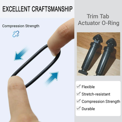 Trim Tab Actuator O Ring Kit For Bennett A1120 A1121 Cylinders Black Nitrile Rubber Seals shown stretched for flexibility