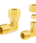 Brass ChillWaves compression elbow fittings, 5/8 in OD x 1/2 in NPT male, 90°, side view, 2-pack