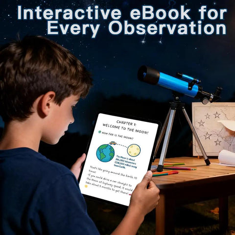 Kid-Friendly Beginner Telescope With 50mm Aperture And 100x Magnification Portable Tripod Kit With 2 Eyepieces And Finder Scope STEM Educational Gift For Boys And Girls Ages 6 12 Perfect Starter Astronomy Gear, blue telescope on tripod