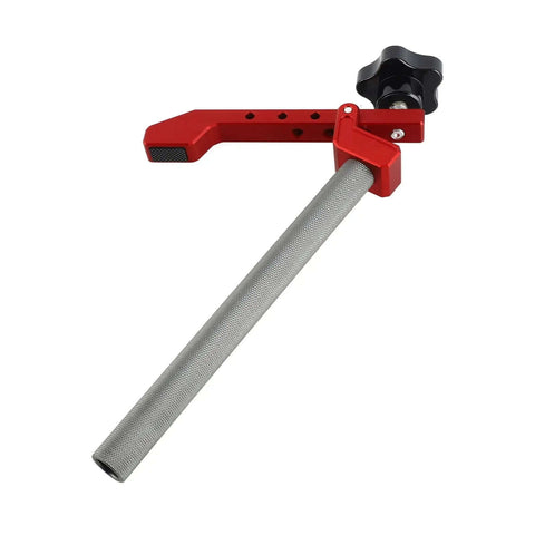 Aluminum 19mm Hold Down Clamp For Woodworking, Adjustable Bench Dog Clamp with 3 Level Pressure Cam, visible from an angle.
