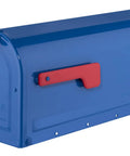 Blue Medium Post Mounted Outdoor Mailbox Weatherproof And Rust Resistant Galvanized Steel Construction Built To Withstand Rain Snow And Sun For Year Round Reliability And Everyday Use