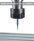 Tapered ball-nose CNC router bit, 1/8-inch shank, blue-coated, 0.25 mm radius
