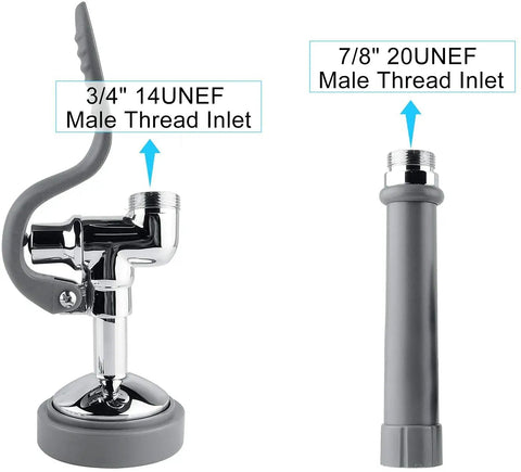Pre Rinse Sprayer For Commercial Kitchen Sinks With Handle 1.42 GPM High Pressure Dish Spray Head Chrome Finish Connectors