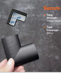 Hand holding 4 Large Corner Protectors For Baby Safety Heavy Duty Childproofing Rubber Foam Bumper Guards Adhesive Pre-Taped Black Onyx