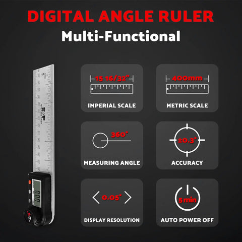 Must Have Digital Angle Finder Tool For Woodworking 7 Inch 200 Mm Stainless Steel With Case Digital Protractor features
