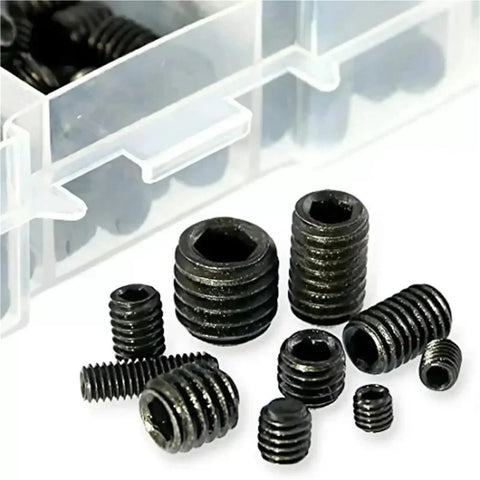 Hex Socket Set Screws Assortment Kit M3 M4 M5 M6 M8 Alloy Steel Cup Point For Furniture 800 Pieces in storage box