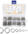 All In One Stainless Steel Lock Washers Kit With Storage Box, 480 Pcs, 9 Sizes M2-M12, Auto And Furniture Repair Ready, 304 Stainless Spring Lock Washers, DIY Pro Grade Assortment, labeled case with assorted rings