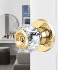 Gold Crystal Door Knobs With Privacy Lock And Keys For Interior Doors Snazzy Diamond Classic Glass Door Knobs For Bedroom Bathroom Closet Or Hallway Gold Finish 1 Pack