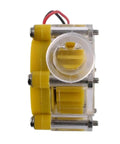 Front view of Mini Hydroelectric Water Flow Generator Kit 12V Regulated Micro Type Three Piece Set for small water flow and faucet power.