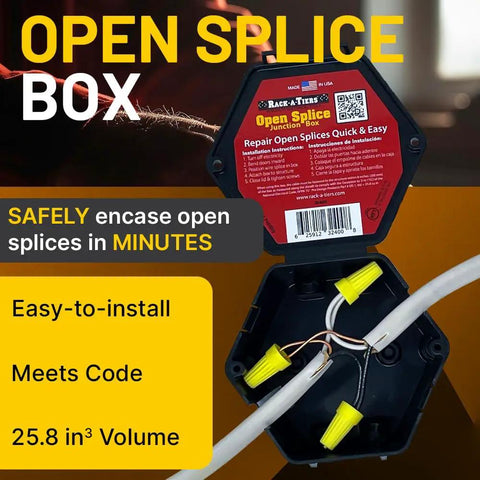 Open Splice Junction Box Single UL Listed Easy Five Second Installation Splice Box For Electrical Wiring 25.8 Cu In Capacity