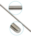 Four 12-inch, 1/2-13 fully threaded stainless steel rods, 304 stainless.