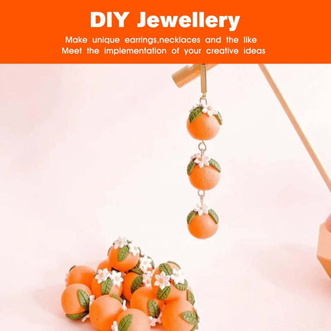 Orange bead earrings displayed, made using Round Polymer Clay Bead Roller Kit For DIY Jewelry Making Bead Roller Tool for 6mm to 14mm beads.