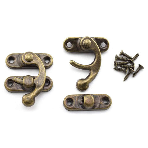 Retro Bronze Latch And Hinge Jewelry Box Kit With Antique Right Hasp Catch Includes 2 Hasps 4 Mini Hinges And Screws