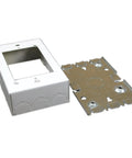 Super Slick Wall Mounted Conduit Raceway Connector One Gang Deep Electrical Box White Finish components showing junction box and metal plate.